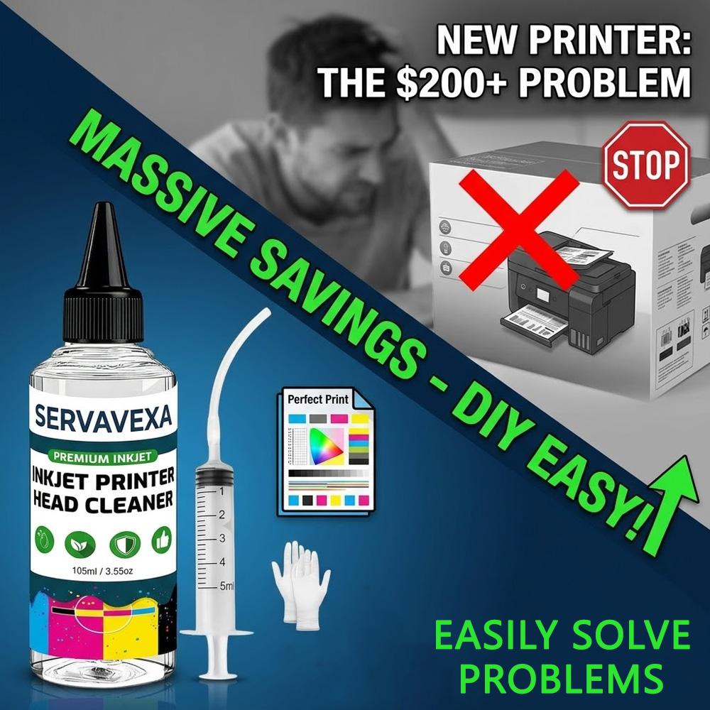 SERVAVEXA Zestaw do czyszczenia głowicy drukarki atramentowej 105 ml dla Epson HP Canon Brother Lexmark - Roztwór i narzędzia do odblokowania dysz głowicy drukującej