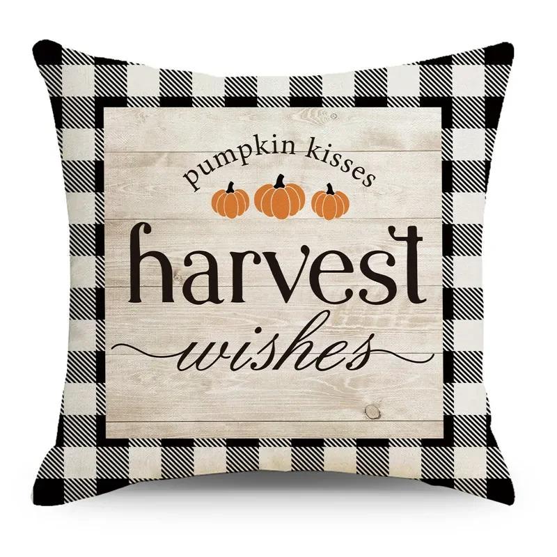 Home Decor Fall Gnome Wishes And Pumpkin Designs Pillow Covers Pattern Cushion Cover Suitable For Sofa Bedroom Car Pillow Cover