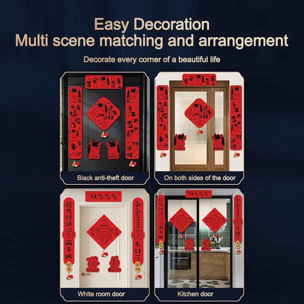 2026 Horse Year Couplet Lucky Fu Character Red Chinese New Year Couplets Lintel Sticker Door Stickers Home Decoration