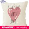 Valentine'S Day Pink Heart Print Home Decor Pillowcase Bedroom Living Room Sofa Decoration Polyester Cushion Cover With Zipper