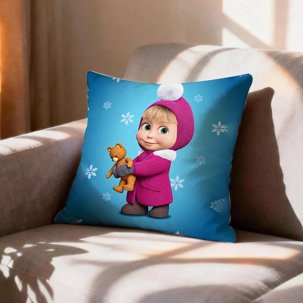 CUTE MMasha And BBears Pillow Case Pattern Printed Pillowcase For Living Room Sofa Cushion Cover