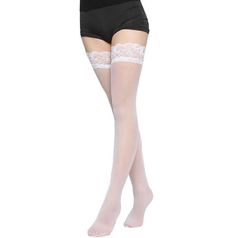 Large size seamless thigh over knee black stockings women's wind lace silicone non-slip and fattened stockings