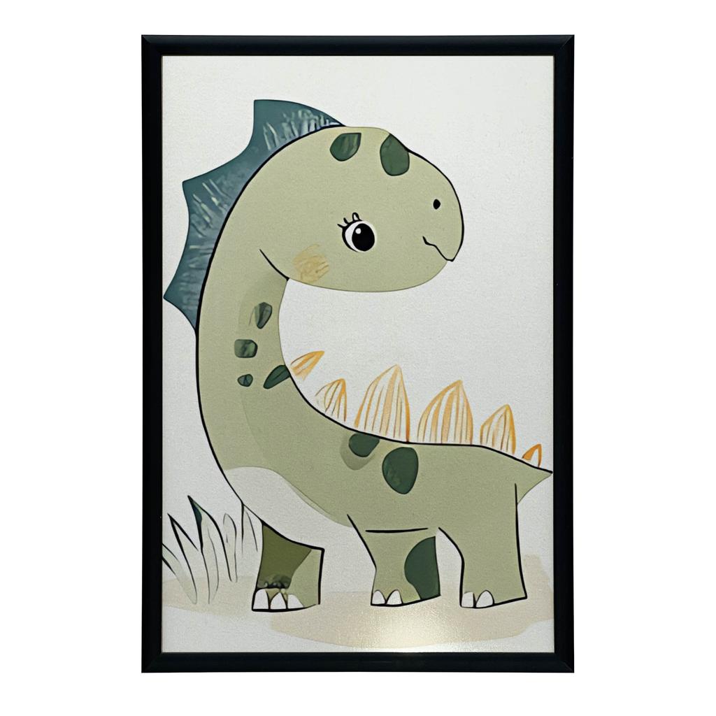 Plakat Uśmiechnięty Dinozaur Plakat Uśmiechnięty Dinozaur, 70X100 Cm, Rama Drewniana Jasny Dąb, Papier Matowy 230 Gsm