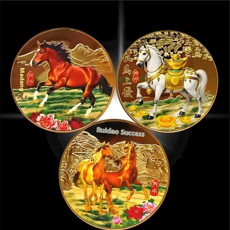 2026 Hästens År Minnesmynt Zodiakhäst Guld- och Silvermynt 2026 Års Souvenir 40 mm Lyckobringande Djur Häst