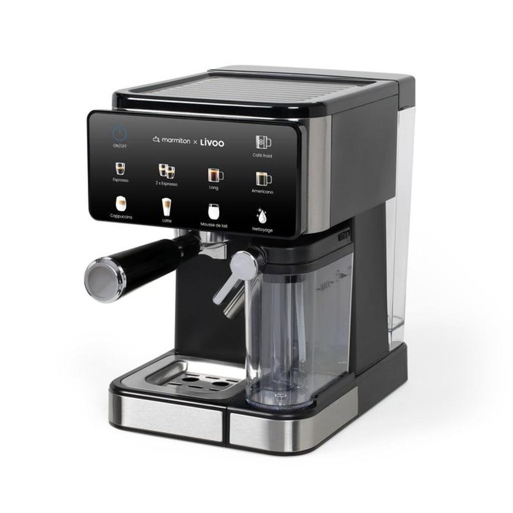 Machine a café expresso multifonction - LIVOO x Marmiton - DOD222CO - Pression 20 bars - 1350 W - Noir et inox