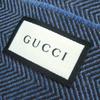 Excellent GUCCI Scarf Herringbone Pattern Fringe Shawl Stole Blue Brown Mens Used