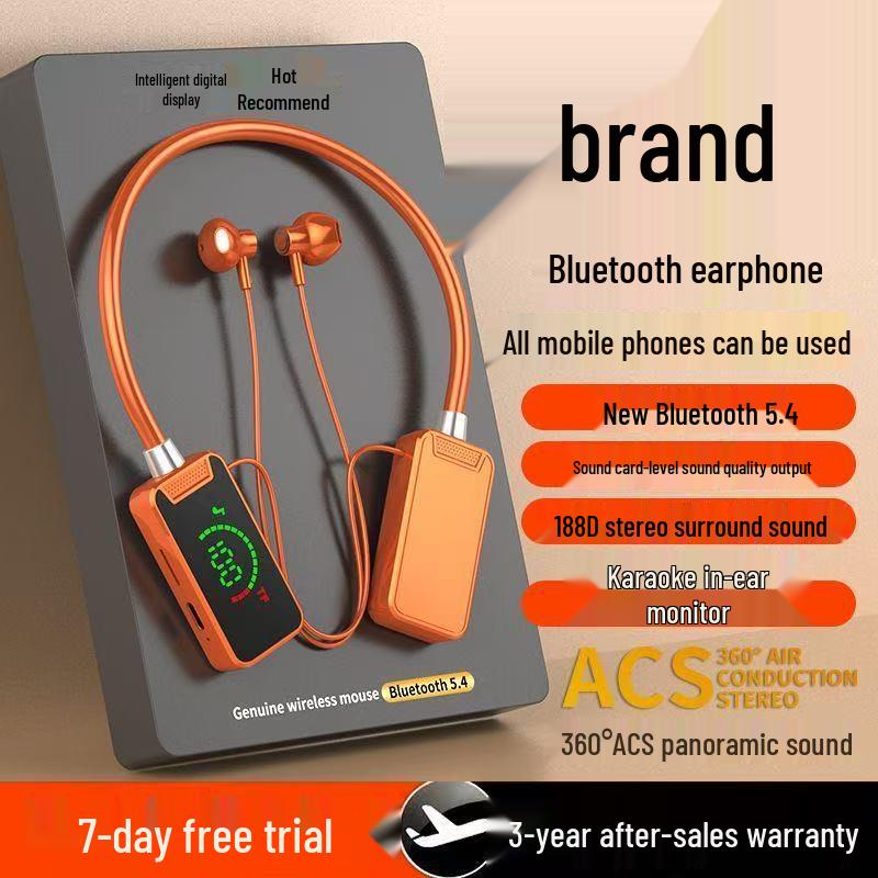 Wireless Neckband Bluetooth Headphones with Digital Display, Noise Cancelling, and Long Battery Life - Compatible with Apple, Huawei, Xiaomi