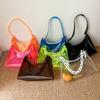 Ladies Jelly Bags Pvc Solid Color Clear Bag Underarm Bags Casual Women Summer Handbags Purse Cell Phone Shoulder Bag