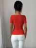 Ευρωπαϊκό Γυναικείο Ασύμμετρο T-shirt Slim-Fit με Μεταλλικό Διάκοσμο