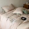 Ancient Charm Retro Floral Embroidered Cotton Linen Bedding Set, Includes 1.8m Bed Sheet and Duvet Cover, All-Season.