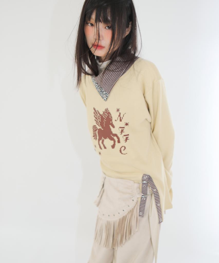 NOFFICIALNOFFICE Pegasus Slit Turtleneck Top Mustard