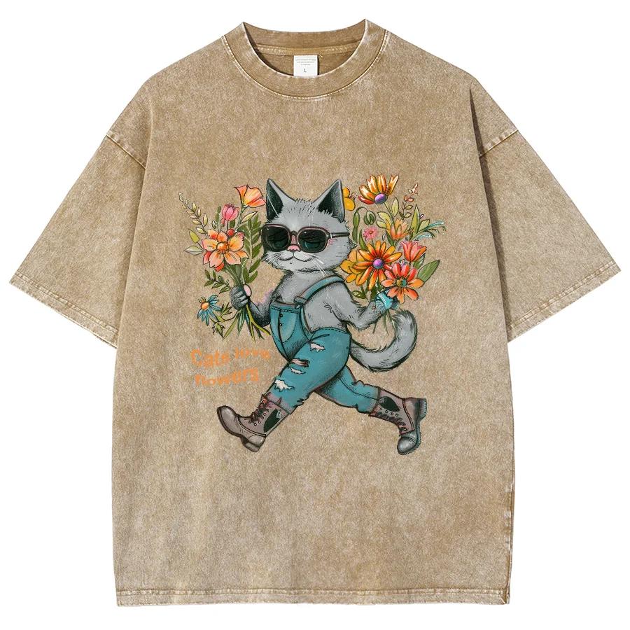 

Милая футболка женская с антропоморфным принтом голубого кота, свободного кроя, с короткими рукавами оверсайз, модного дизайна, забавного стиля 3XL
