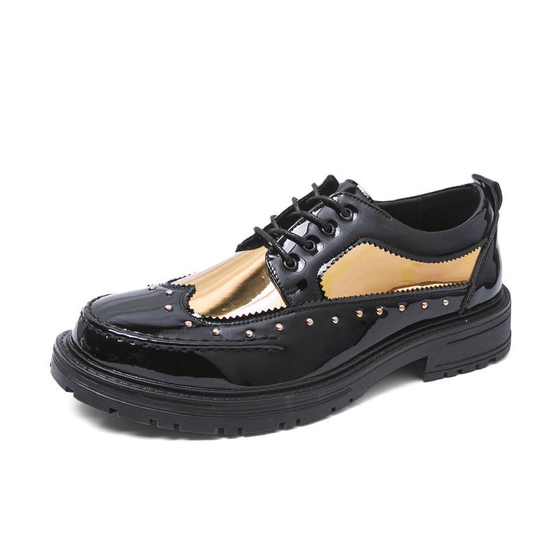 Men s Large Size Formal Leather Rivet Shoes with Thick Sole 38