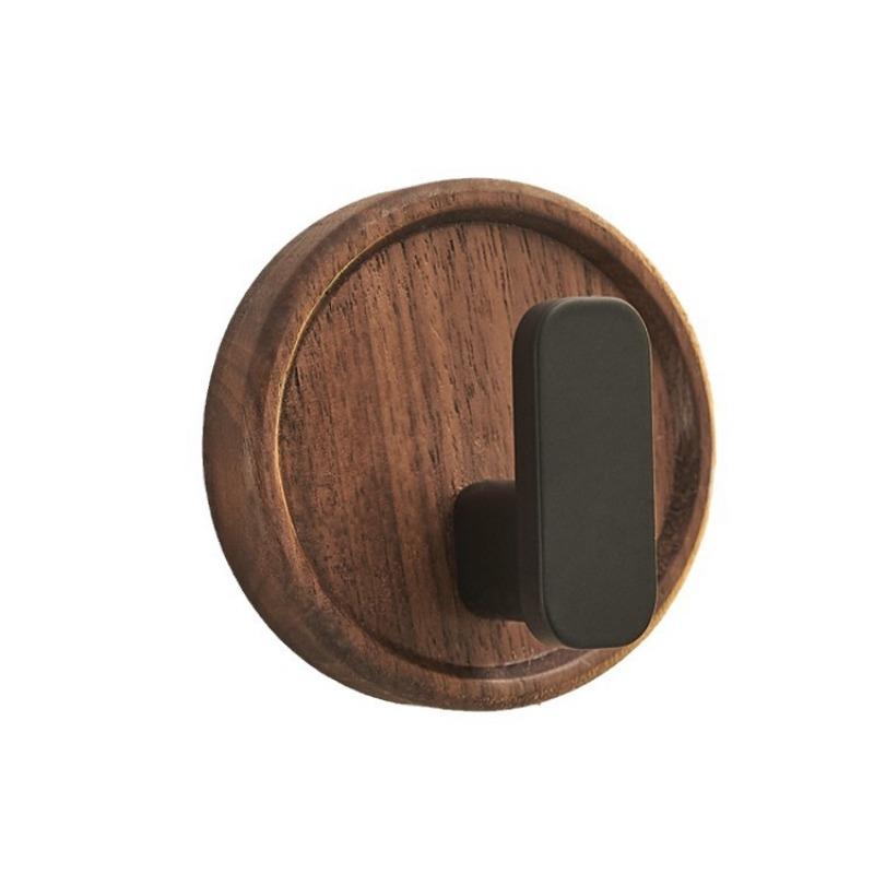 Selbstklebender massiver Holzhaken, Nussbaum-Schlüssel, dekorativer Handtuchhalter, Haken, Türhänger, Wandgarderobe, Küchen- und Badezimmer-Organizer