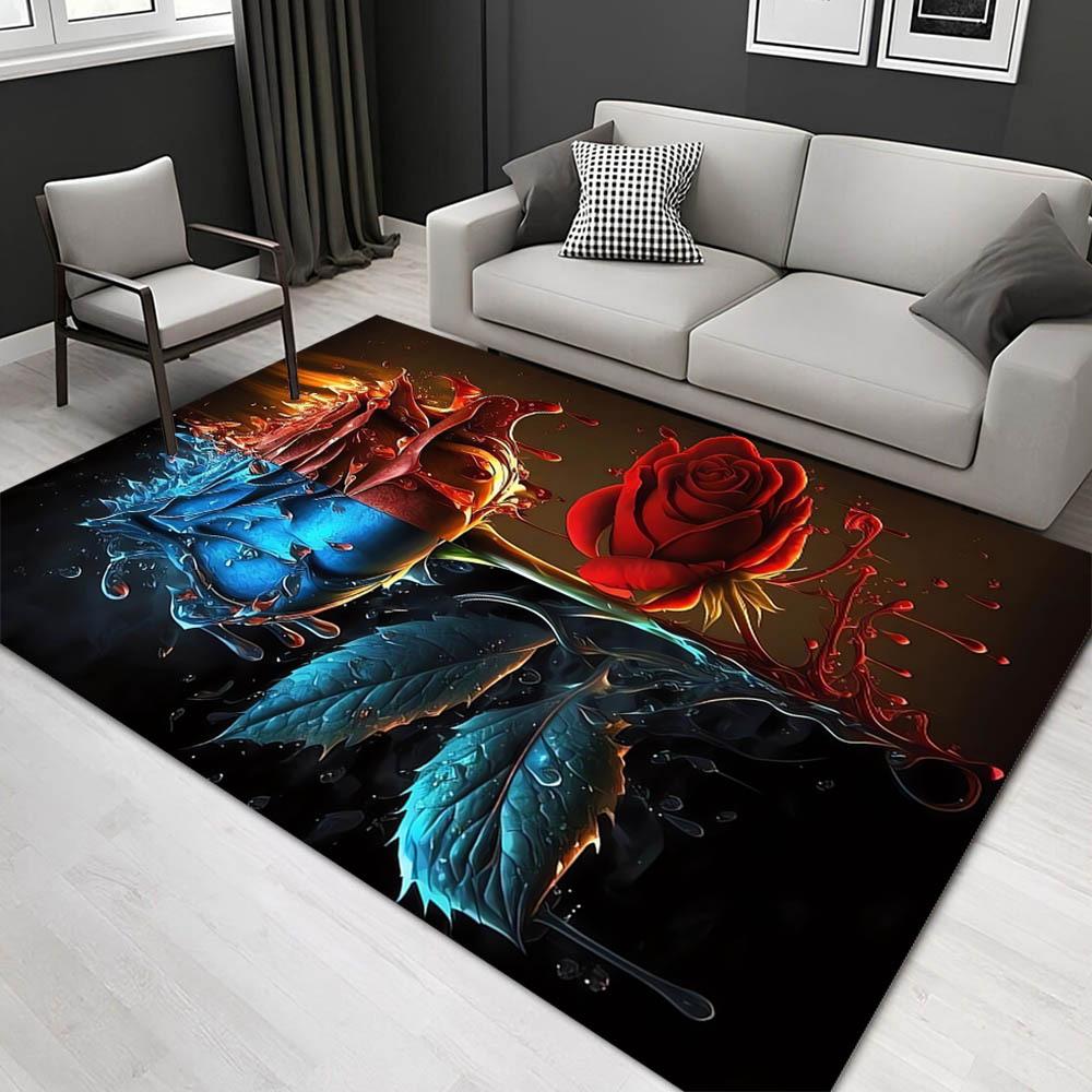 

1pc 1570219691Pattern Carpet, Area Rug For Living Room Bedroom Room Bed Chair Laundry Entryway Corridor Yard Non-slip Outdoor Camping Rug Fl 60cm by 90cm