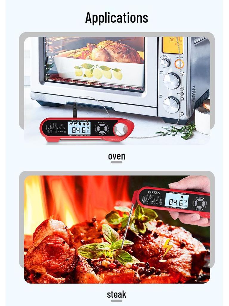 Foldable Waterproof Dual Probe BBQ & Meat Cooking Thermometer