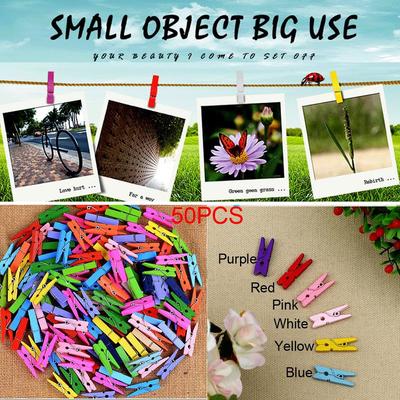 50PCS Mini Natural Wooden Clothe Photo Paper Peg Clothespin Craft Clips 25mm