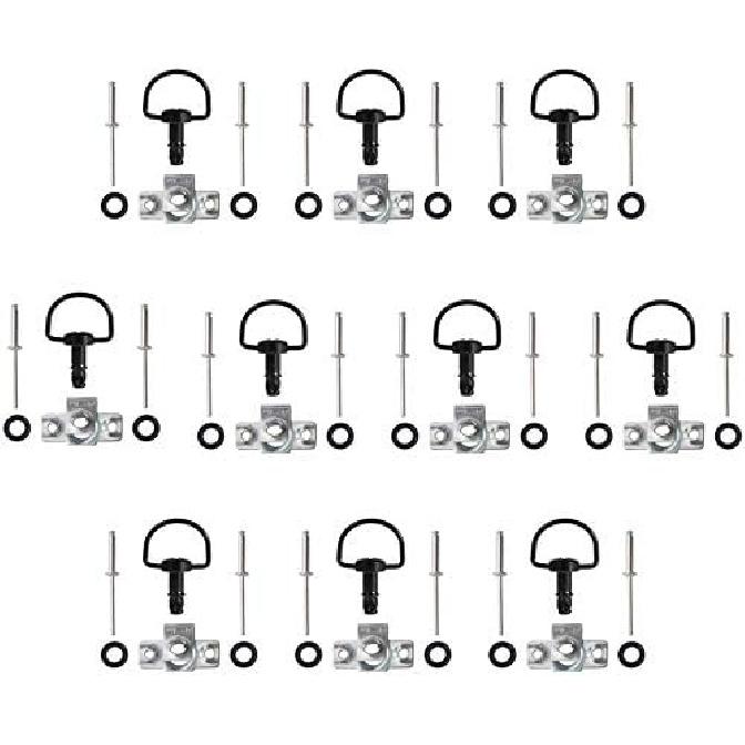 Motorcycle Race Fasteners Quick Release D-Ring 1/4 Turn Race Fairing Fasteners Rivet Type B 17mm (10 Pack) Dark Black