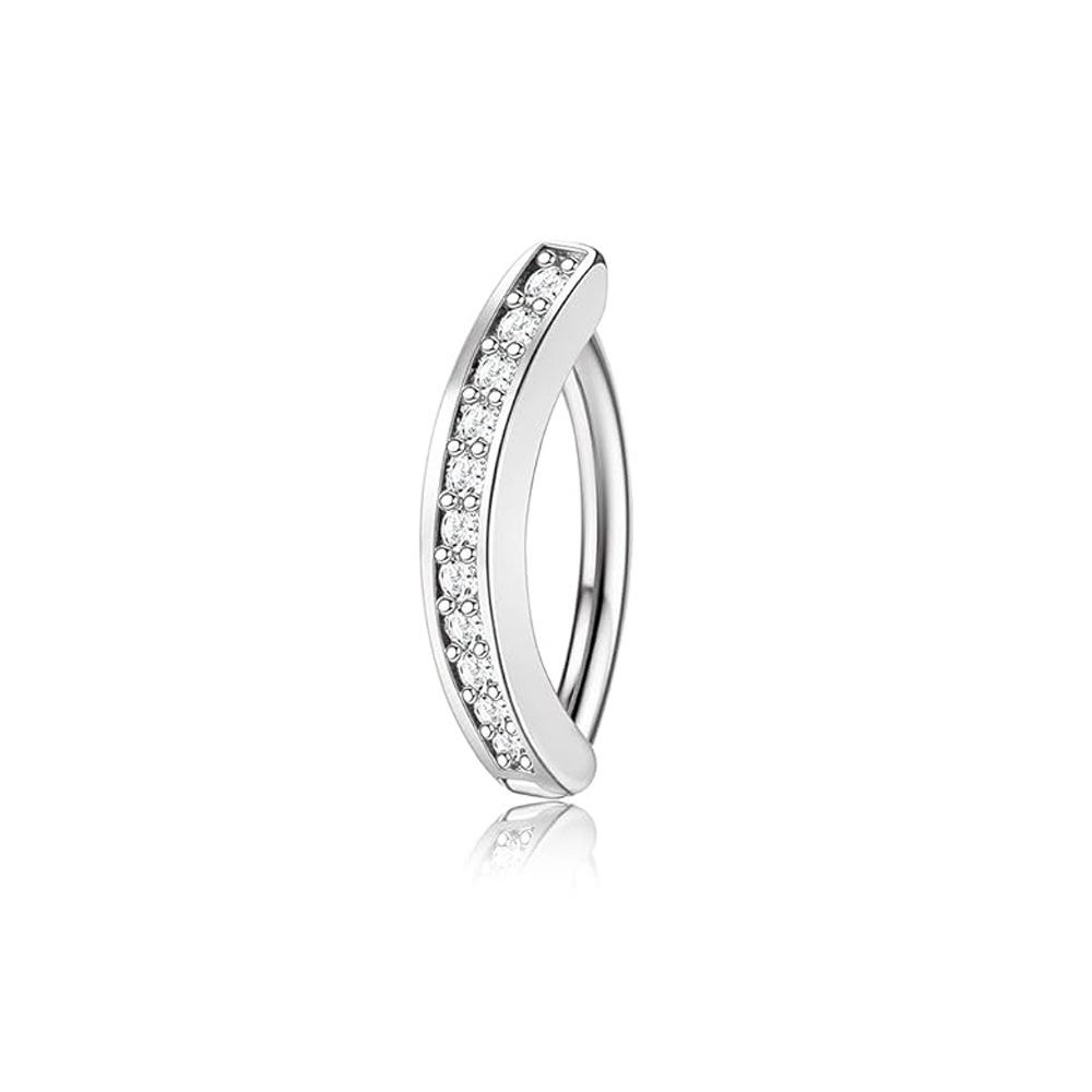 9pcs Set Trendy Classic Arc Double Head Shiny Round Zircon Navel Ring for Women Men Stainless Steel Piercing Body Jewelry Sets