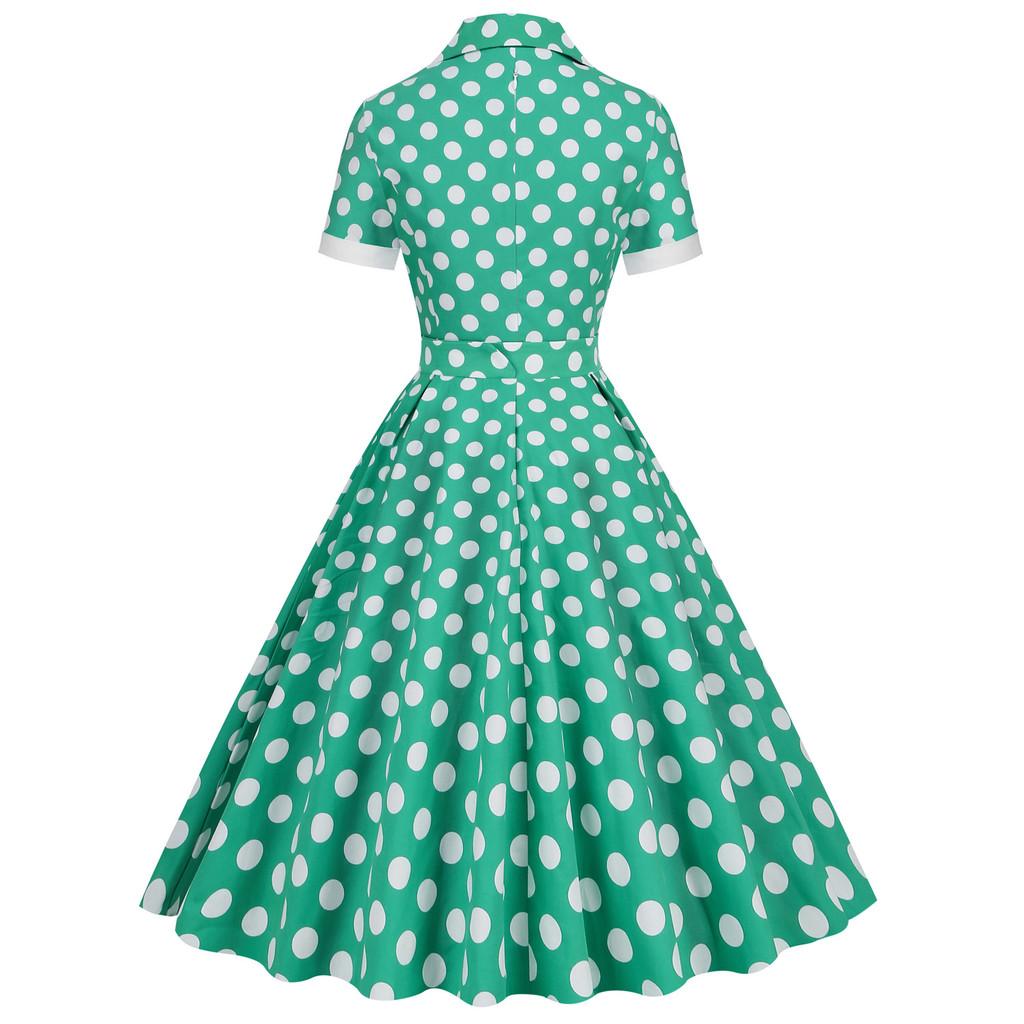 Picknickkleid im Stil der 50er Jahre mit Polkapunkten und hoher Taille für Retro-Veranstaltungen