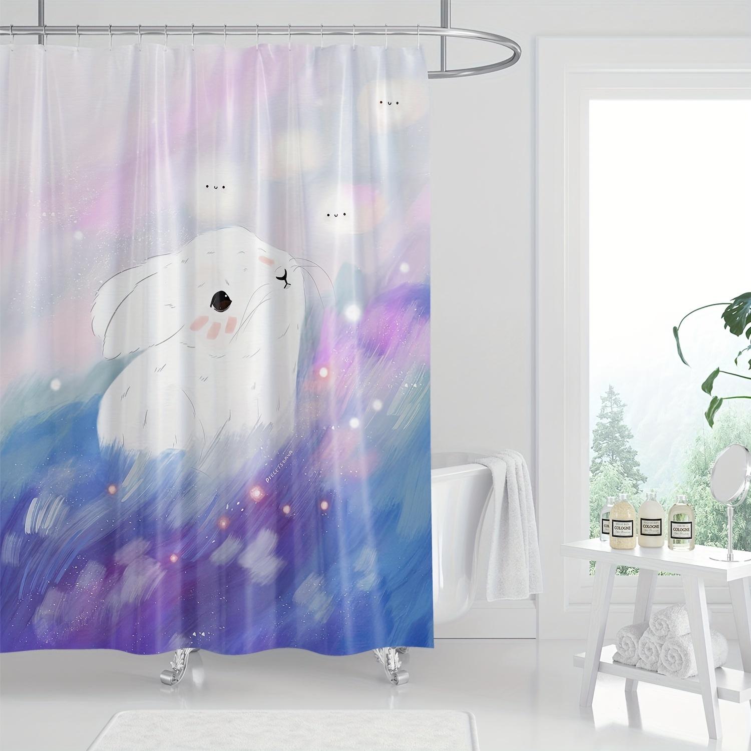 

1Pc Nordic Modern Minimalist Cute Cartoon Rabbit Kids Digital Print Shower Curtain, Waterproof Polyester Fabric, Bathroom Decor W60H190(CM)-1 Pcs