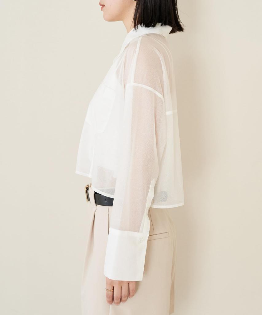 Bis Washable Lame Sheer Cropped White Maine Shirt, Women's, (10)