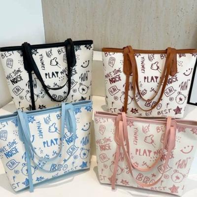 Spring and Summer New Large-capacity Versatile Portable Tote Bag Personalized Graffiti Simple Fashion Shoulder Bag Women's Bag