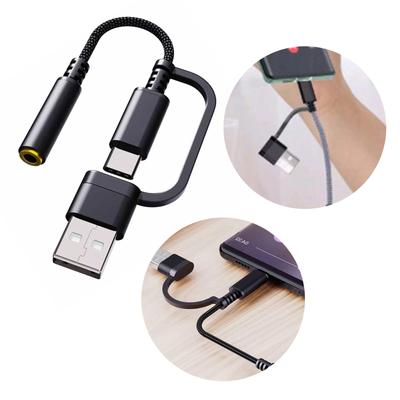 Cabo de áudio auxiliar USB tipo C para 3,5 mm, fone de ouvido, alto-falante, adaptador de entrada para fone de ouvido, auxiliar de carro para fone de ouvido, computador, tablet, telefone