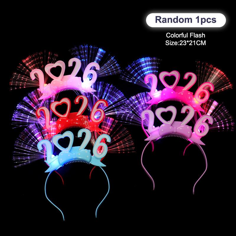 Led Glowing Colorful Headband Festive Party Props 2026 Happy  Year Light Up Headband Party Headdress For Children Adults