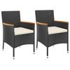 Vidaxl 3-Cz. Garden Bistro Furniture Set With Cushions, Black