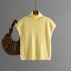 Maglione Autunnale a Collo Alto Senza Maniche Lavorato a Maglia a Scacchi, Top da Donna Largo Casual alla Moda, Camicia Base
