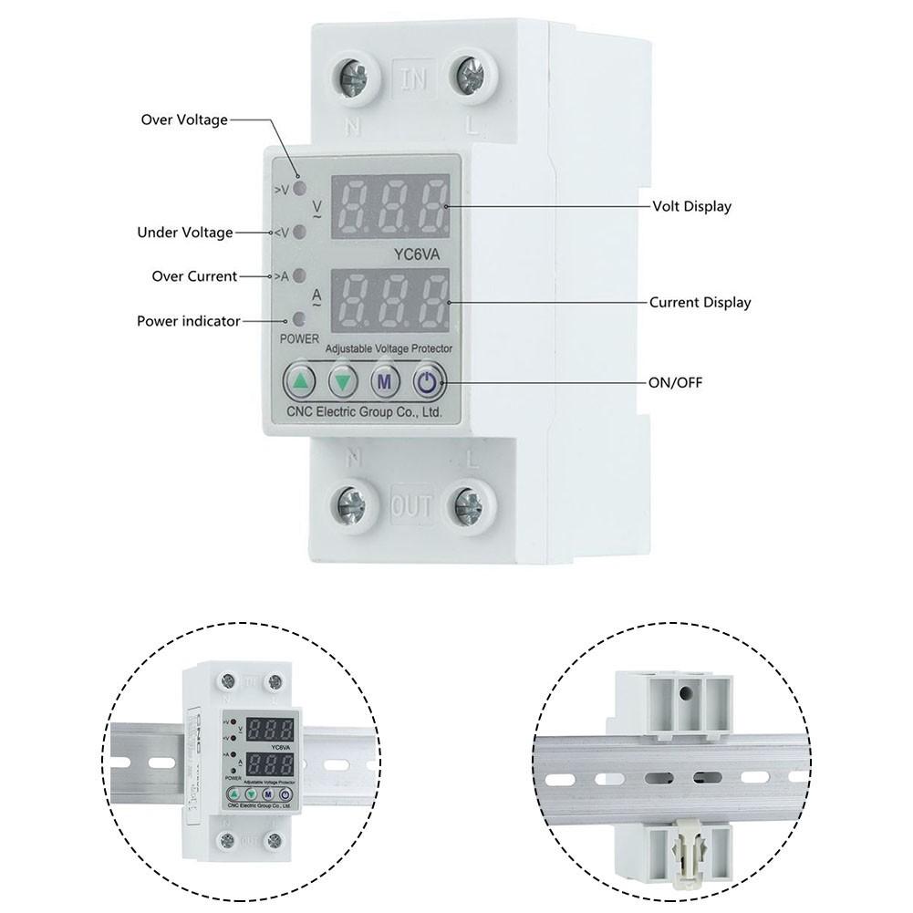 Guide Rail Adjustable Digital Double Display Current Limiting AC 230V