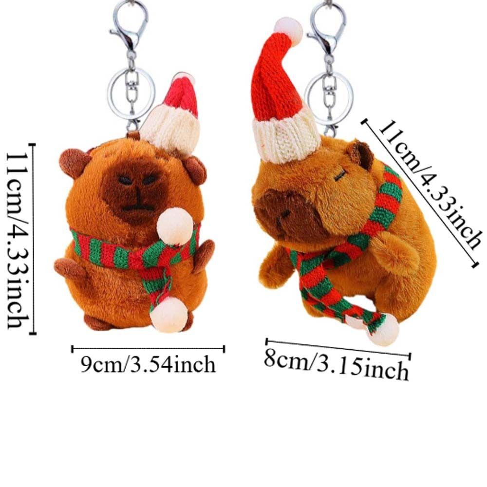 Cross Dressing Scarf Capybara Keychain PP Cotton Plush Animal Key Ring  Ornaments