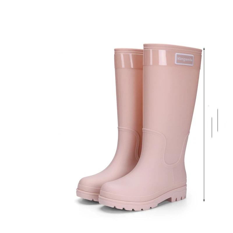 Dames Modieuze En Casual Outdoor Waterdichte En Antislip Hoge Schacht Regenlaarzen Rubberen Schoenen