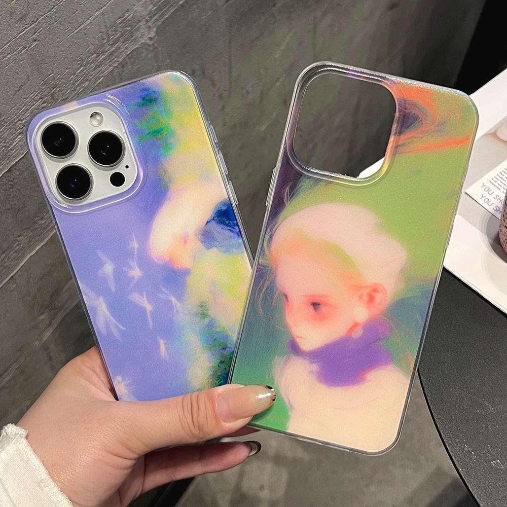 Applicable to iPhone17PRO anti-drop mobile phone case dream oil painting style girl Apple 16/15 protective case