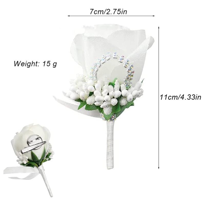 Handmade Corsage Flower With Clip Wedding Boutonniere Silk Flower For Wedding Prom Banquet Birthday