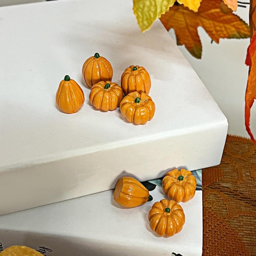 Miniature Resin Halloween Pumpkin Figurines Set of 50 for Table Decoration Garden Accents and Seasonal Craft Displays