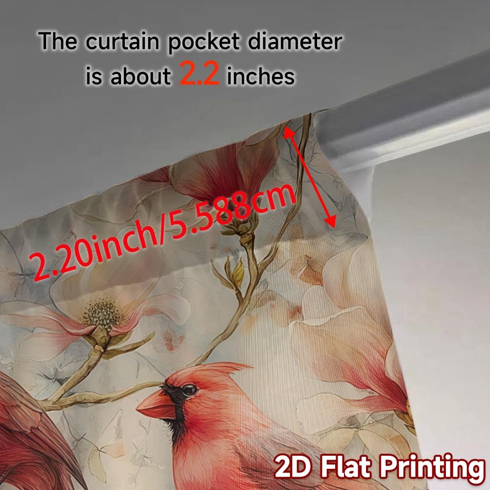 2D Flat Printing,JIT 2pcs, Curtains (Without Rod) Cardinal Blossoms Modern Creative Curtains Durable Polyester Curtains Thermal