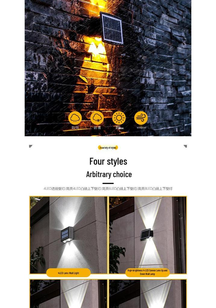 Solar Double Head Wall Light: Waterproof Outdoor Spotlight for Villas and Courtyards