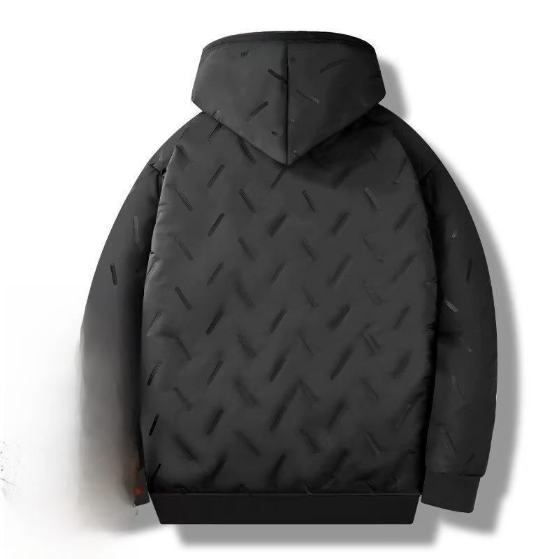 Men's Lambskin Hooded Zipper Jacket: Windproof, Waterproof, Velvet-Thickened for Autumn/Winter