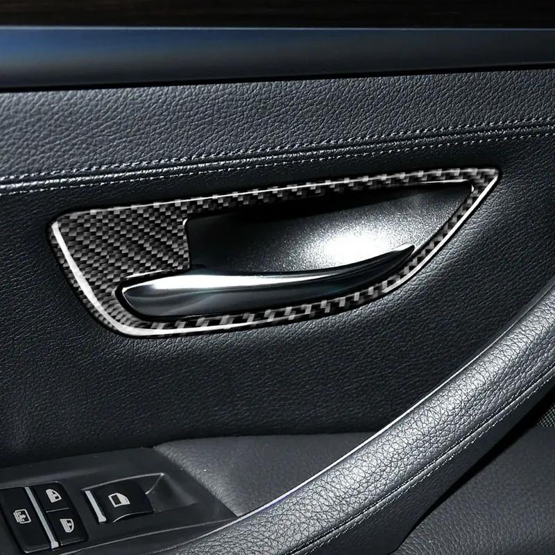 Carbon Fiber Interior Car Interior Door Handle Decorative Frame Trim Cover Stickers For BMW 5 Series F10 2011-2017 Accessories