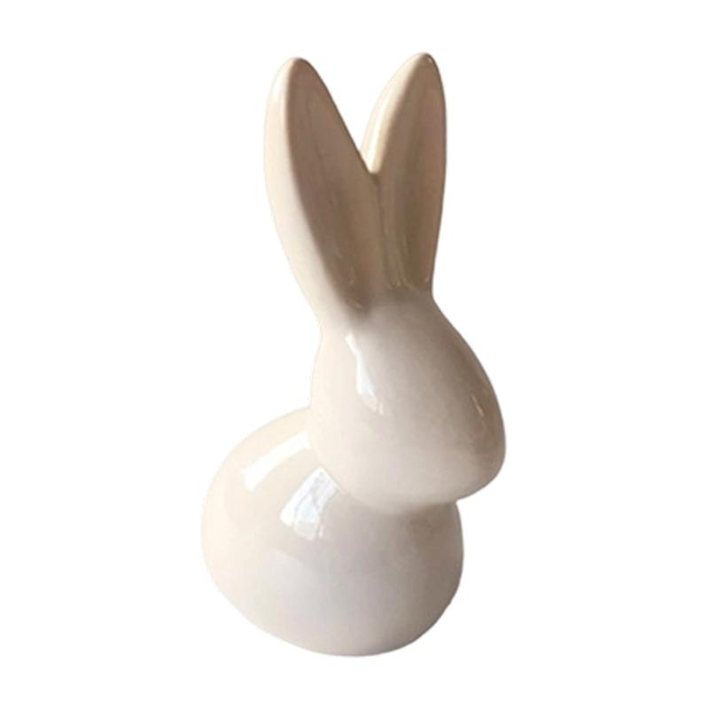 Basic Ceramic Rabbit Statue Sweet Small Animal Ornament Lovely Desk Decoration For Bookshelf Living Room Accent