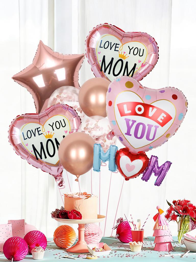 Set de 14 ballons pour la Fête des Mères, Convient pour la Fête des Mères, Décorations de Fête, Un Cadeau pour Maman, La Meilleure Maman.