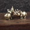 Copper Rhinoceros Figurines Home Decor Retro Brass Animal Ornaments Keyrings Holder Pendants Lucky Desk Decorations Accessories