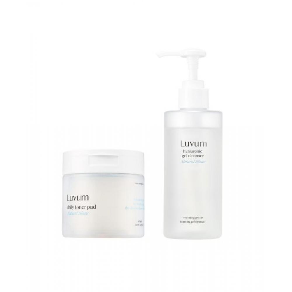 Luvum Hyaluronic Acid Witch Hazel Toner Pad 60 Sheets + Gel Cleanser 200ml 1
