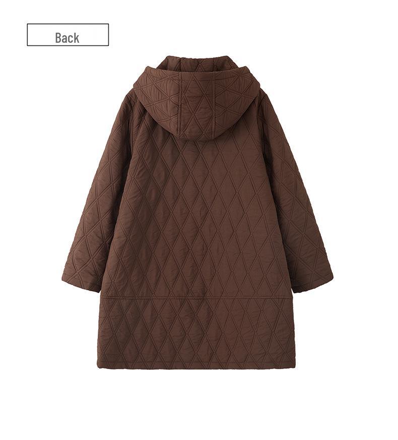 2024 Women's Mid-Length Hooded Cotton Coat: Stylish Autumn/Winter Fashion for Middle-Aged and Elderly