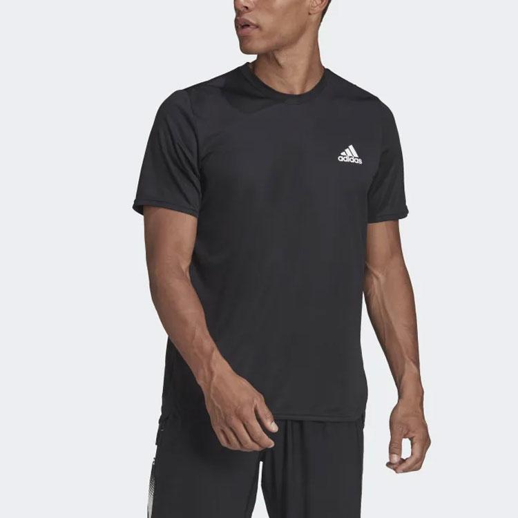 Adidas Solid Color Sports Fitness Short-Sleeve T-Shirt Men Tops Black HF7214