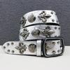 Silber Weiß Krokodilmuster Totenkopf Nieten Ledergürtel - Unisex Punk Hüftaccessoire