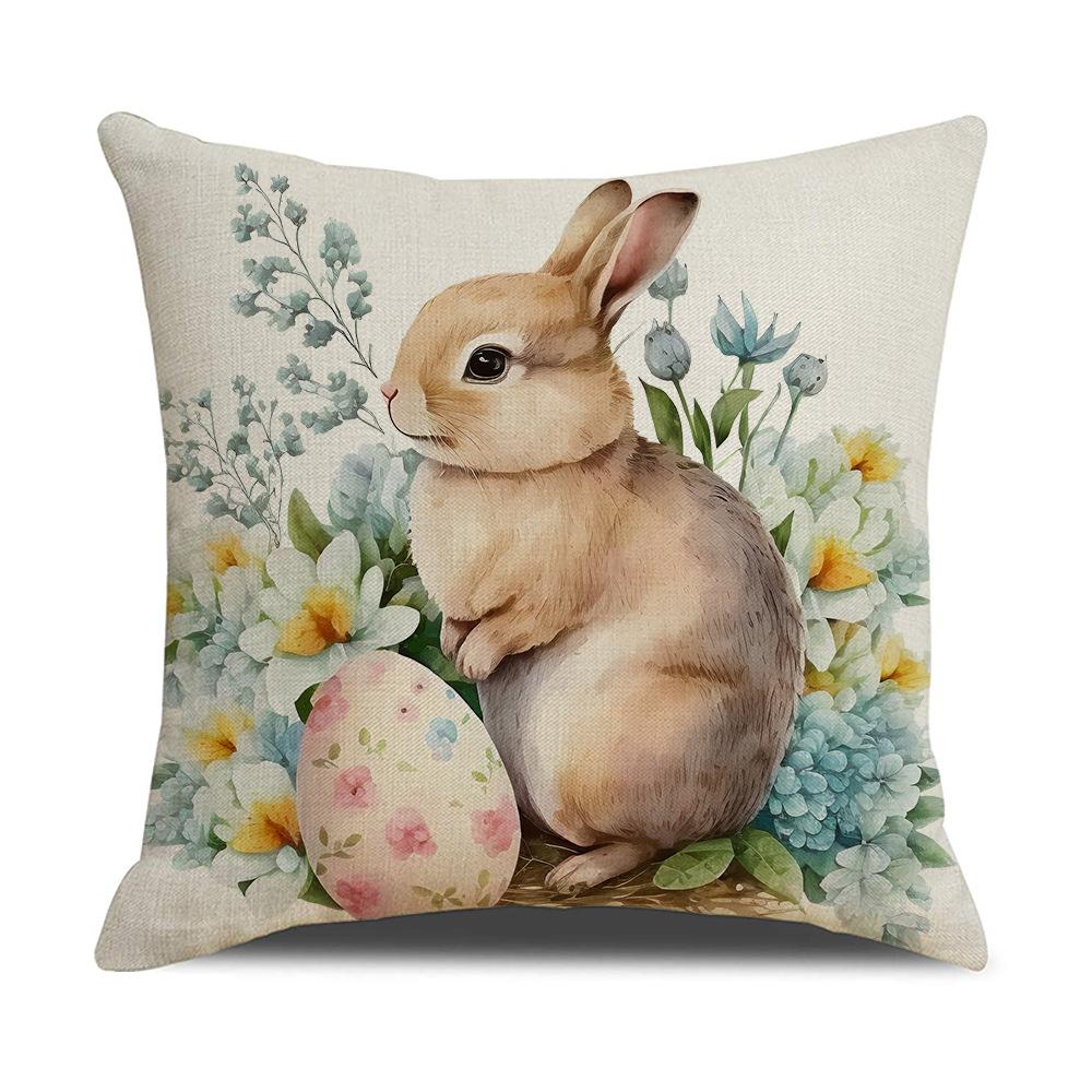 New Easter Pillowcase Country Cartoon Rabbit Easter Egg Pillowcase Sofa Cushion Pillowcase
