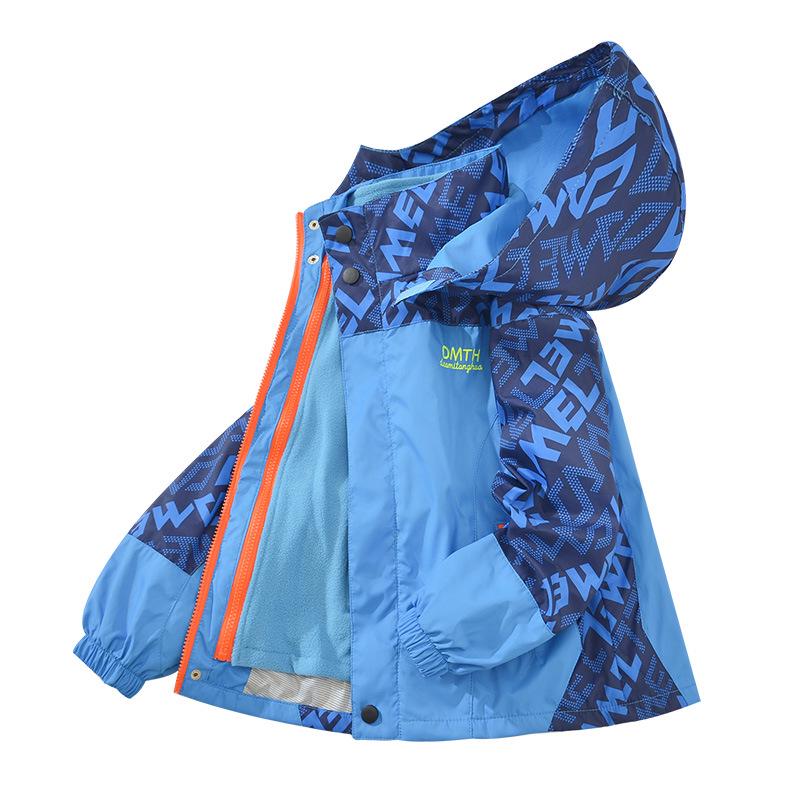 Boys' 3-in-1 Detachable Jacket: Spring, Autumn & Winter Velvet-Enhanced Trendy Outerwear for Kids